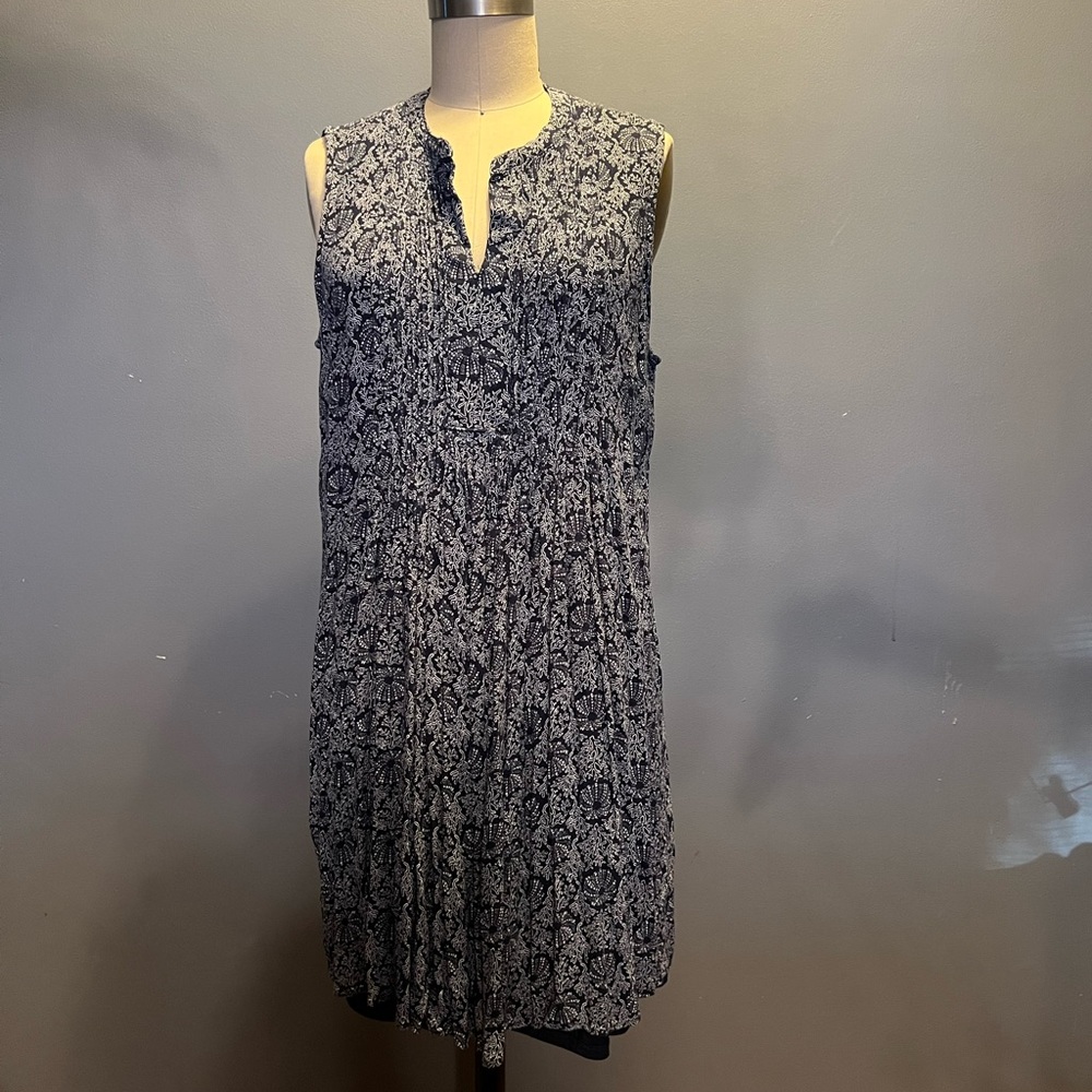 Navy blue sea theme nylon rayon shear dress size Large